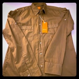 HUGO BOSS ORANGE Tan Long Sleeve Shirt Size M